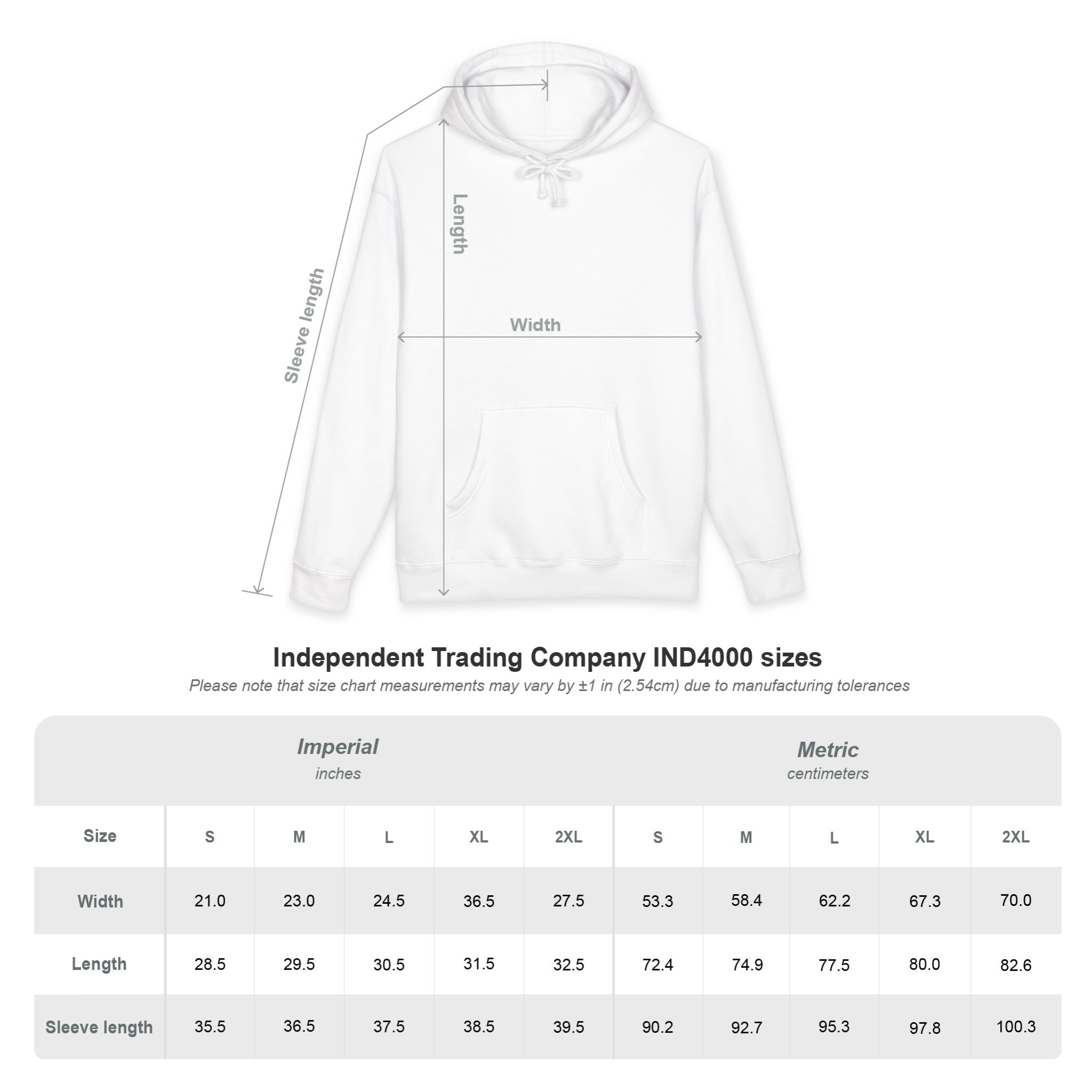 Size Chart, Navy
